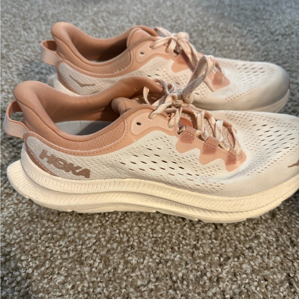 Hoka Women's Athletic Shoes in Cream and Pink